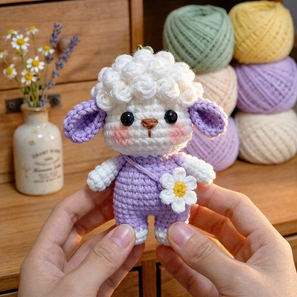 Sheep Amigurumi Keychain Crochet Pattern PDF | Cute Lamb Keychain Pattern