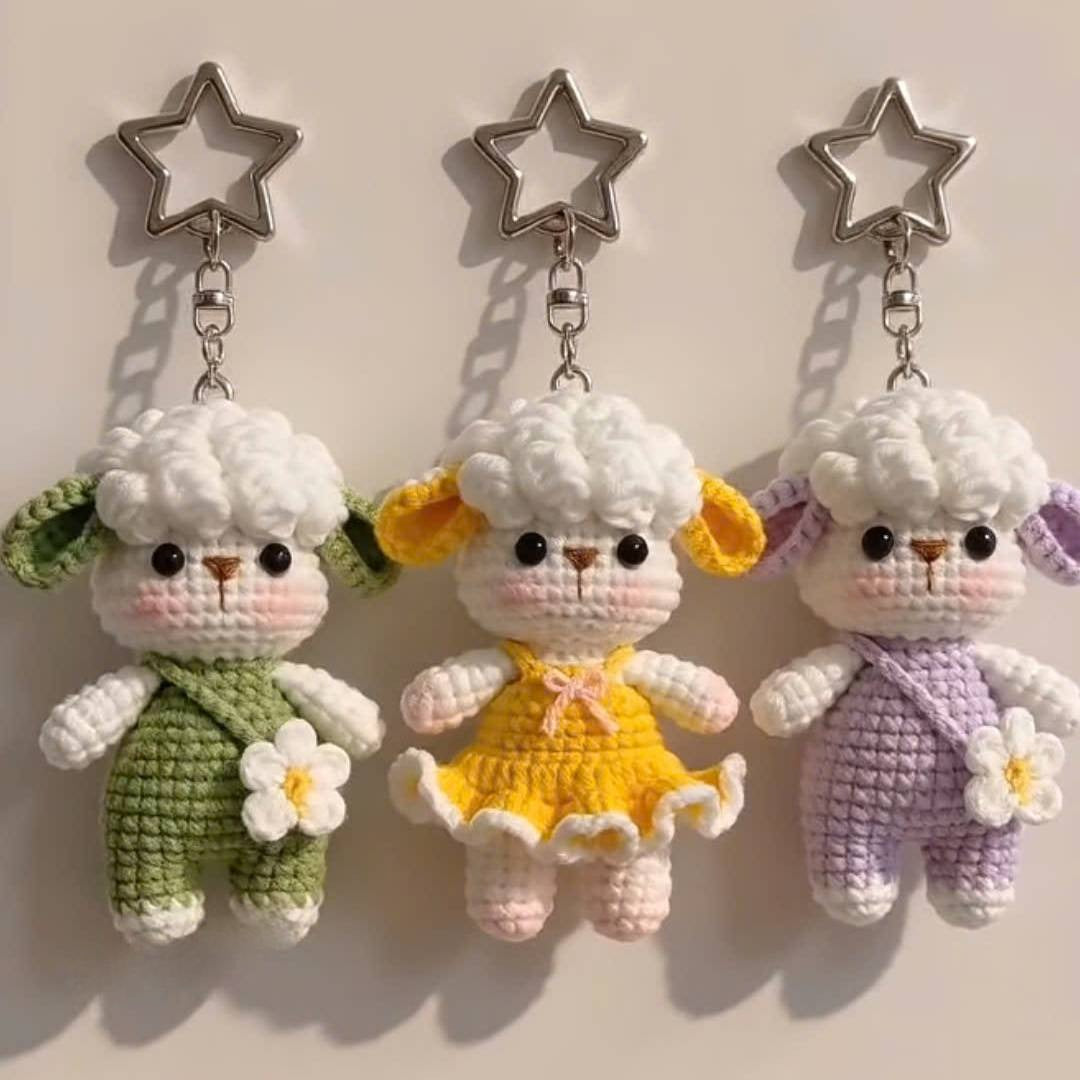 Sheep Amigurumi Keychain Crochet Pattern PDF | Cute Lamb Keychain Pattern