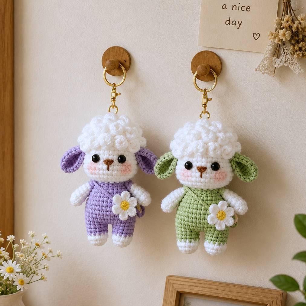 Crochet Lamb Bundle, Handmade Sheep Plush Set, Cute Lamb Amigurumi