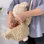 Sheep Crochet Shoulder Bag – Handmade Plush Lamb Purse | Cute Cozy Knit Crossbody Bag