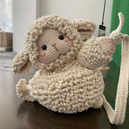 Sheep Crochet Shoulder Bag – Handmade Plush Lamb Purse | Cute Cozy Knit Crossbody Bag