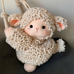 Sheep Crochet Shoulder Bag – Handmade Plush Lamb Purse | Cute Cozy Knit Crossbody Bag