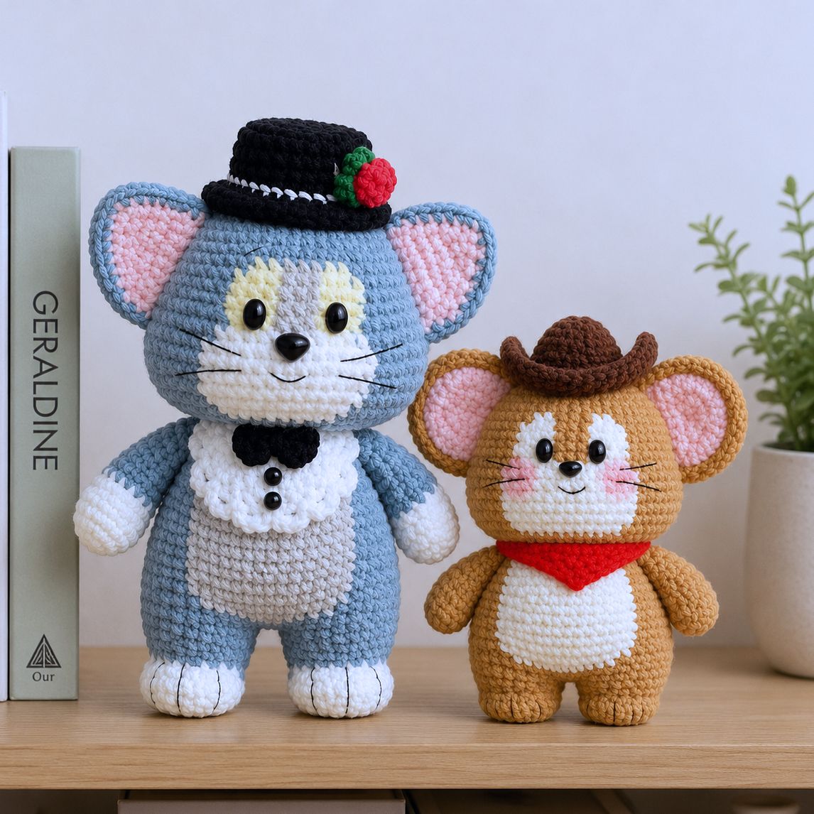 Bundle Tom Cat & Jerry Mouse Crochet Pattern PDF | Amigurumi Cat and Mouse Plush
