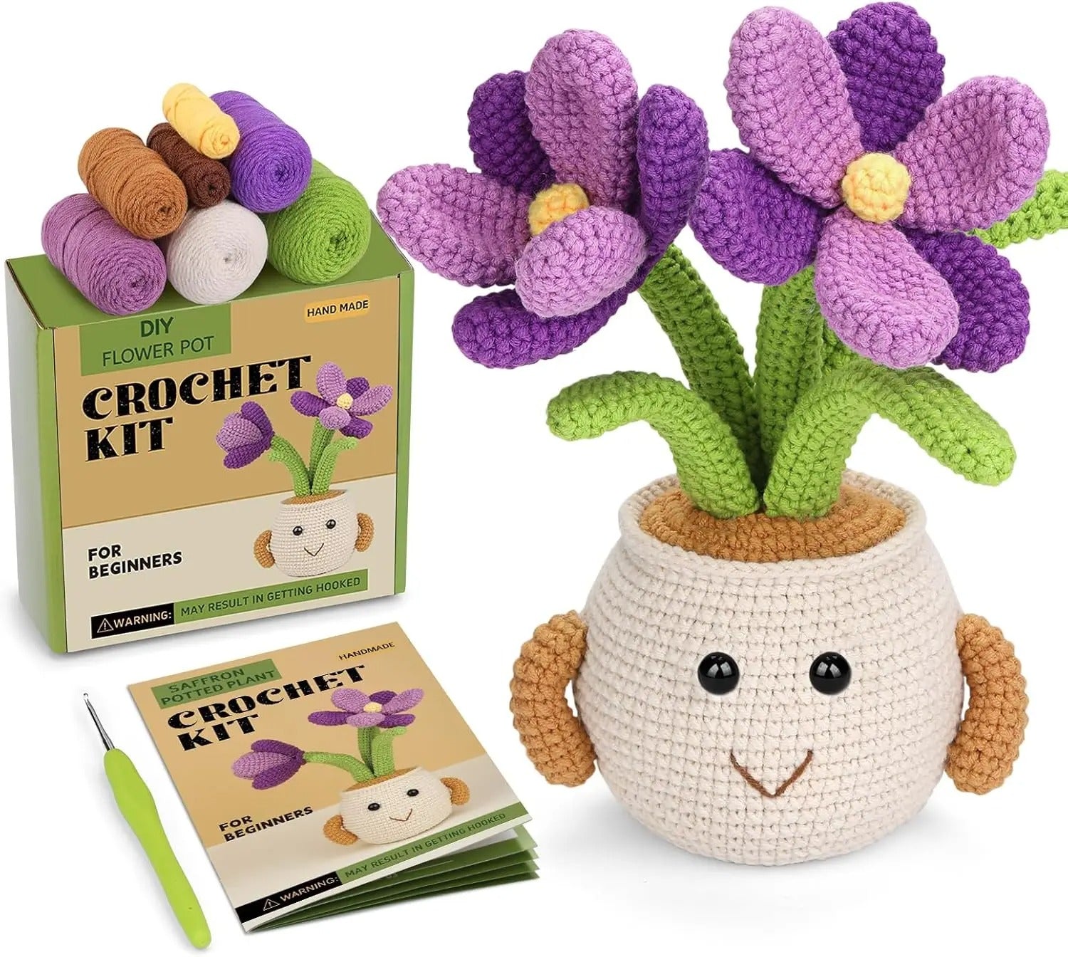 Flower Crochet Kit for Beginners – DIY Amigurumi Flower Pot with Step-by-Step Instructions