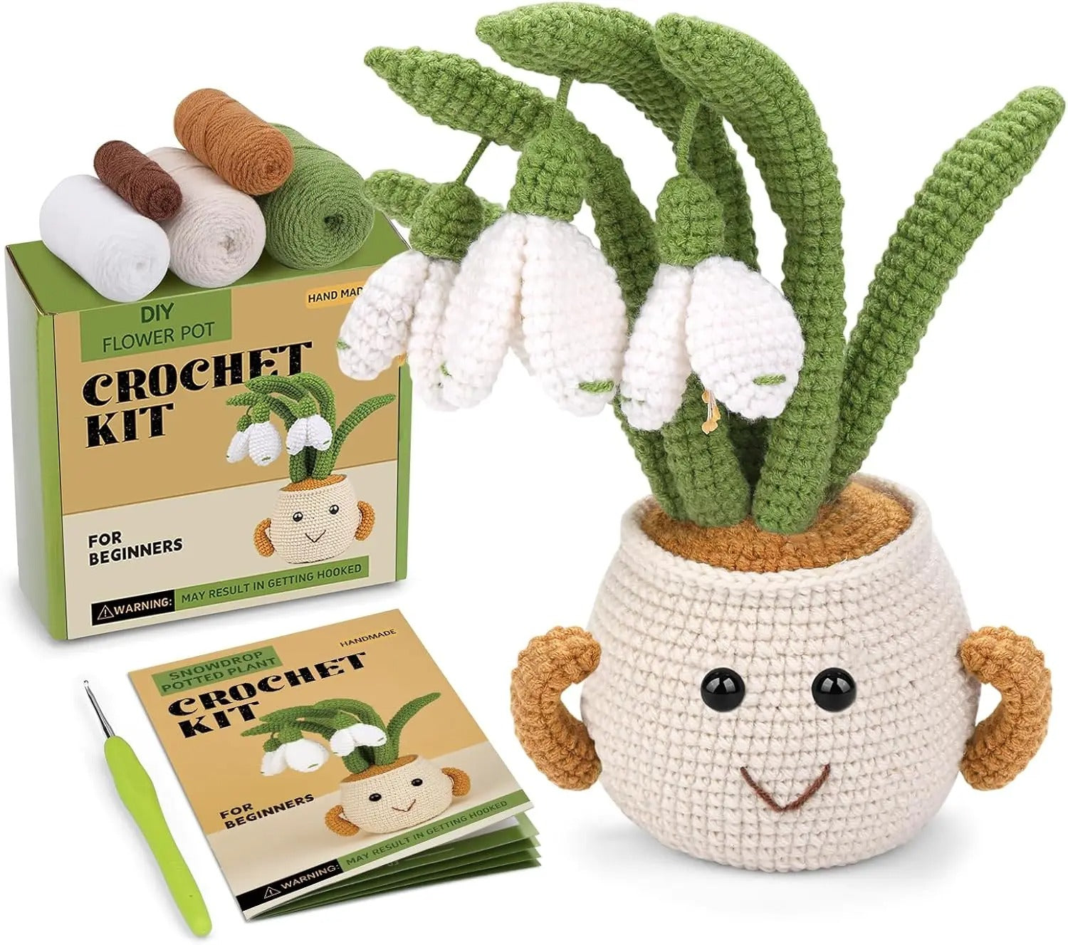 Flower Crochet Kit for Beginners – DIY Amigurumi Flower Pot with Step-by-Step Instructions