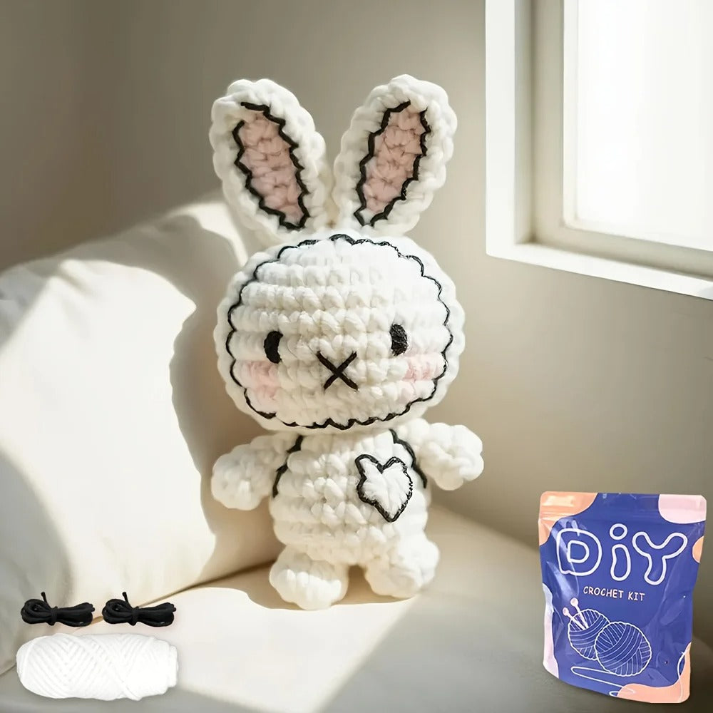 DIY Crochet Bunny Kit for Beginners – Amigurumi Rabbit Starter Kit with Step-by-Step Video