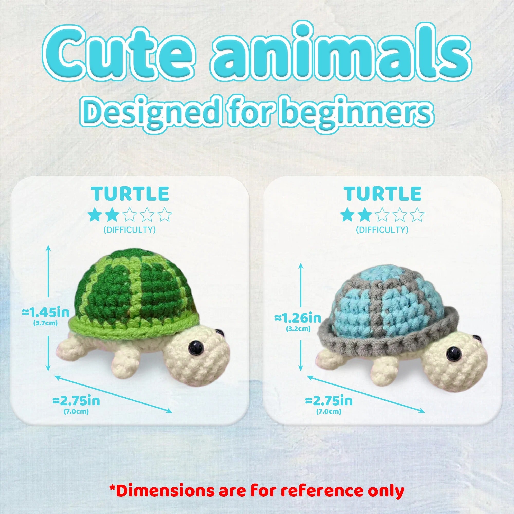 DIY Crochet Turtle Kit for Beginners – Cute Turtle Amigurumi Crochet Starter Set