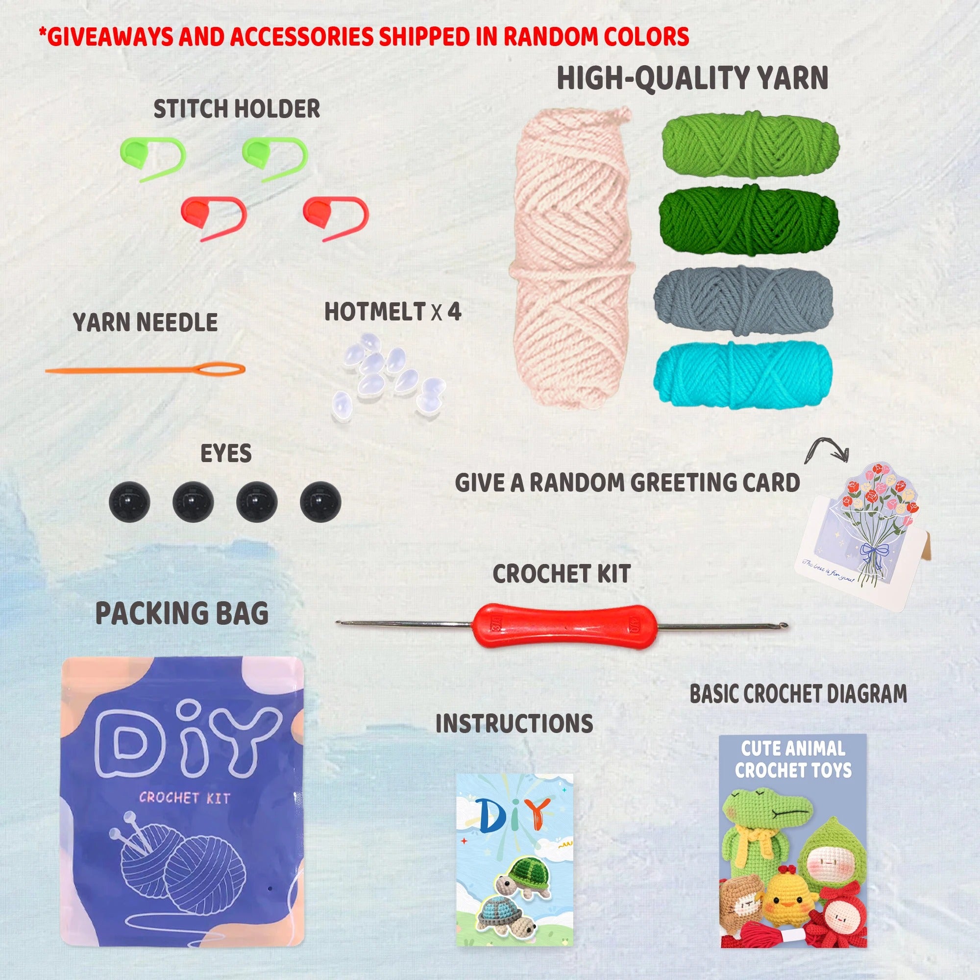 DIY Crochet Turtle Kit for Beginners – Cute Turtle Amigurumi Crochet Starter Set