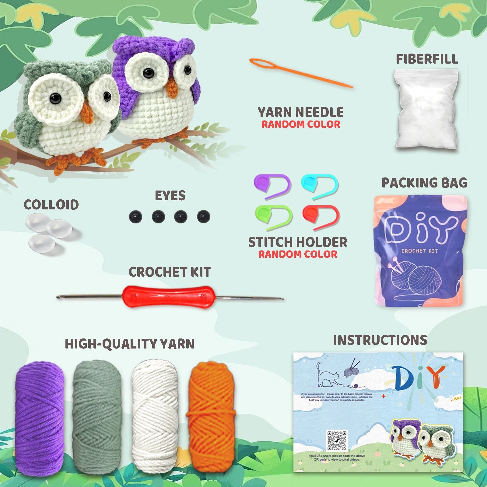 DIY Crochet Owl Kit for Beginners | Cute Amigurumi Owl Starter Kit with Video Tutorial