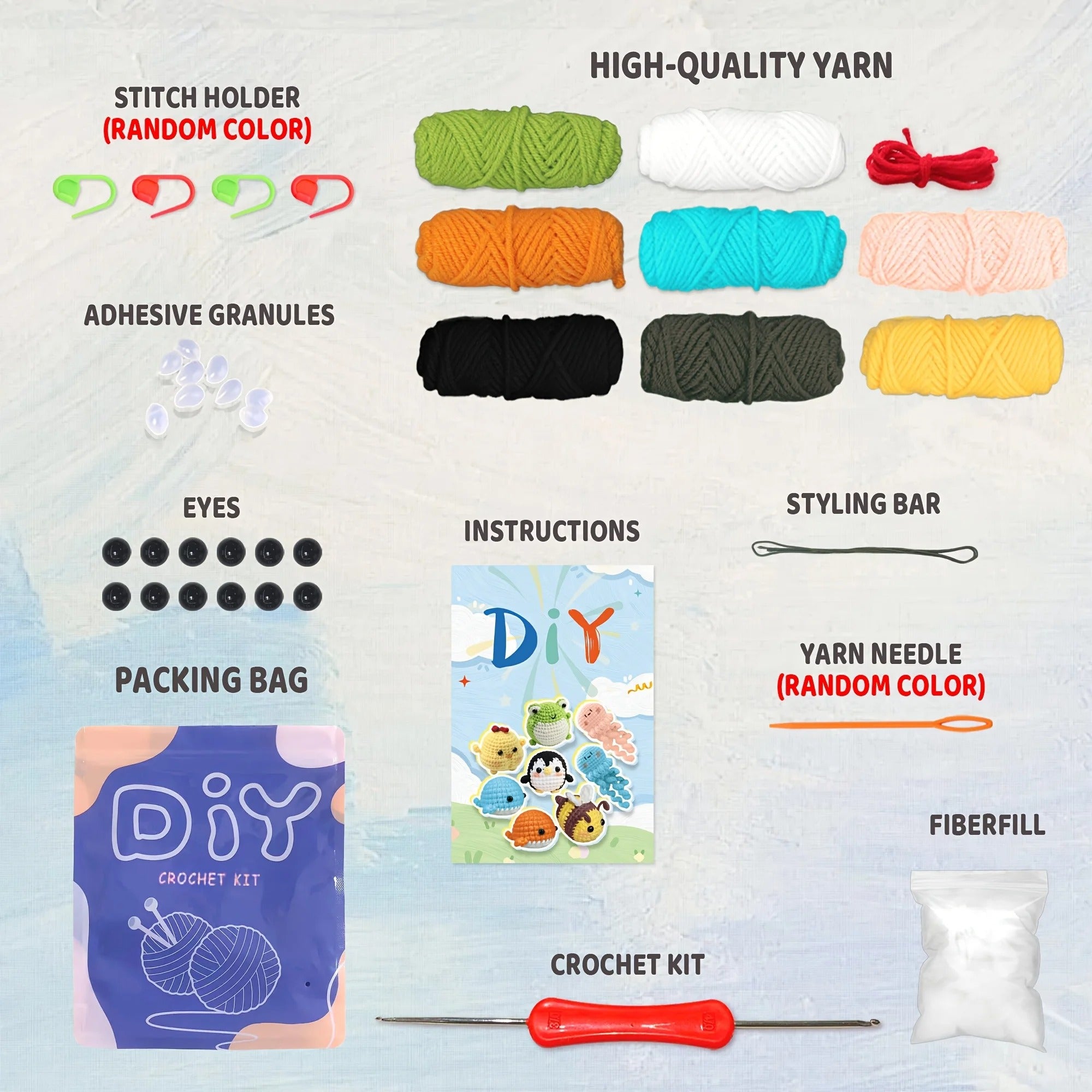 Beginner Crochet Kit – Cute Amigurumi Animals DIY Set with Step-by-Step Video