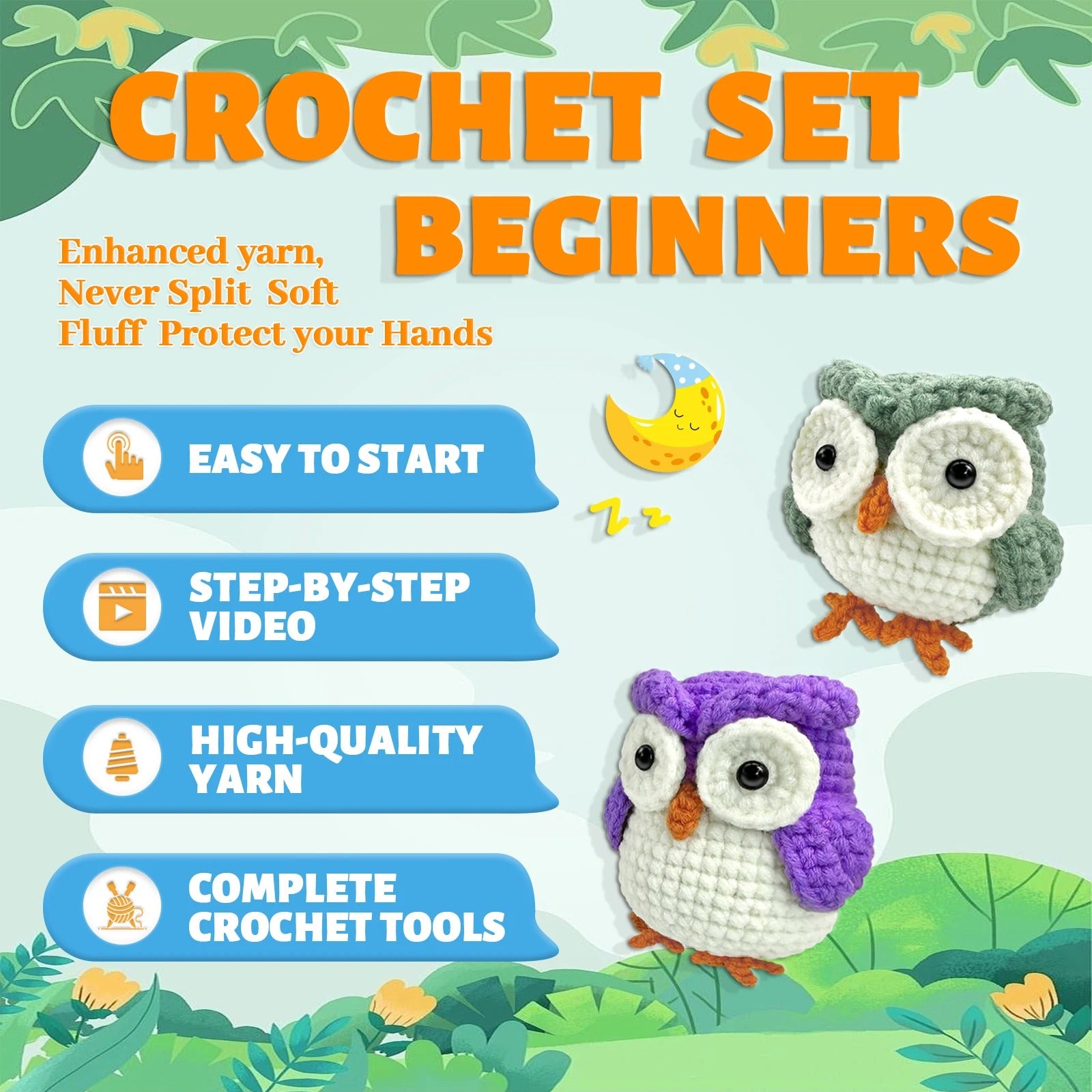 DIY Crochet Owl Kit for Beginners | Cute Amigurumi Owl Starter Kit with Video Tutorial