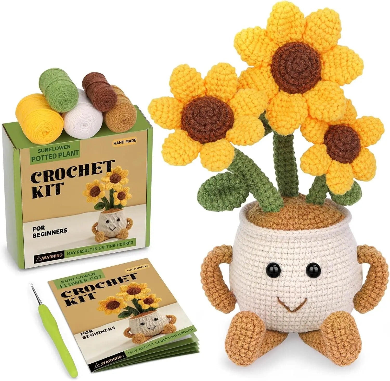 Flower Crochet Kit for Beginners – DIY Amigurumi Flower Pot with Step-by-Step Instructions