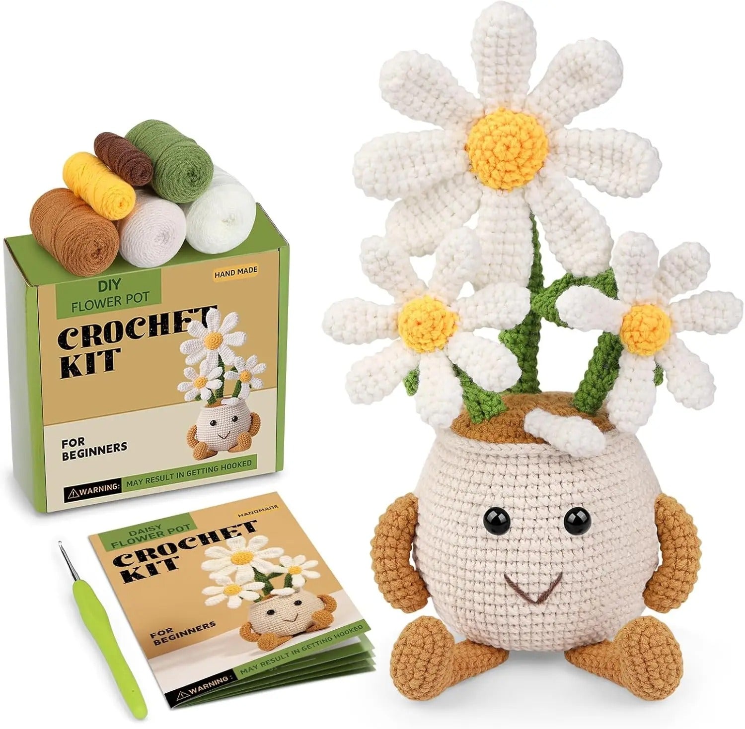 Flower Crochet Kit for Beginners – DIY Amigurumi Flower Pot with Step-by-Step Instructions