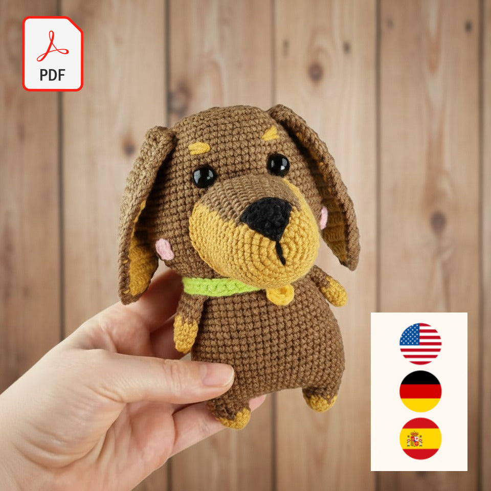 Dachshund Puppy Amigurumi Crochet Pattern – PDF Digital Download | Cute Dog Plush Toy Tutorial (US Terms)