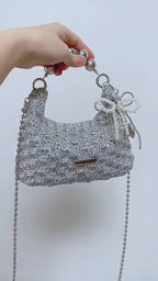 Pink Seashell Crochet Handbag | Handmade Aesthetic Shoulder Bag | Cute Coquette Purse with Pearl Strap