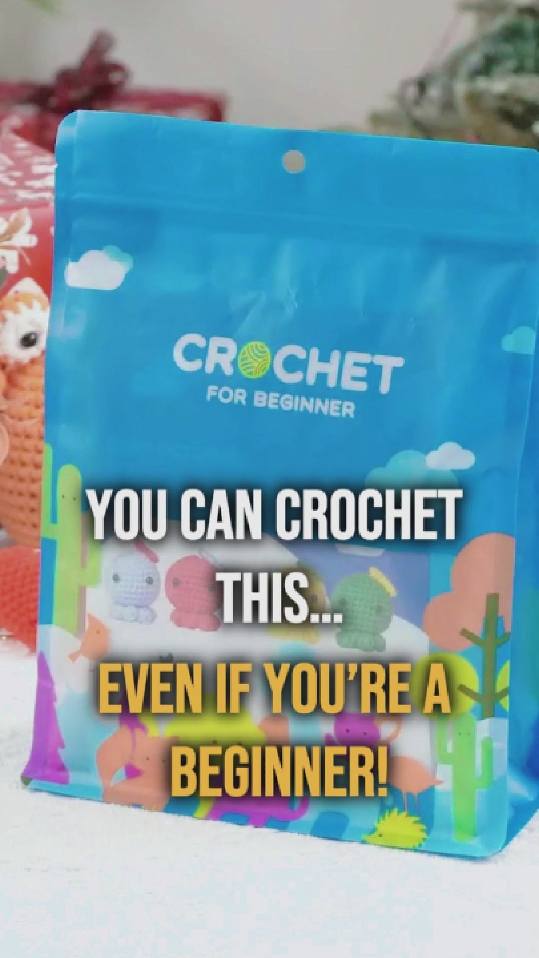 DIY Crochet Baby Octopus Kit for Beginners – Step-by-Step Video & Pattern, Cute Handmade Gift