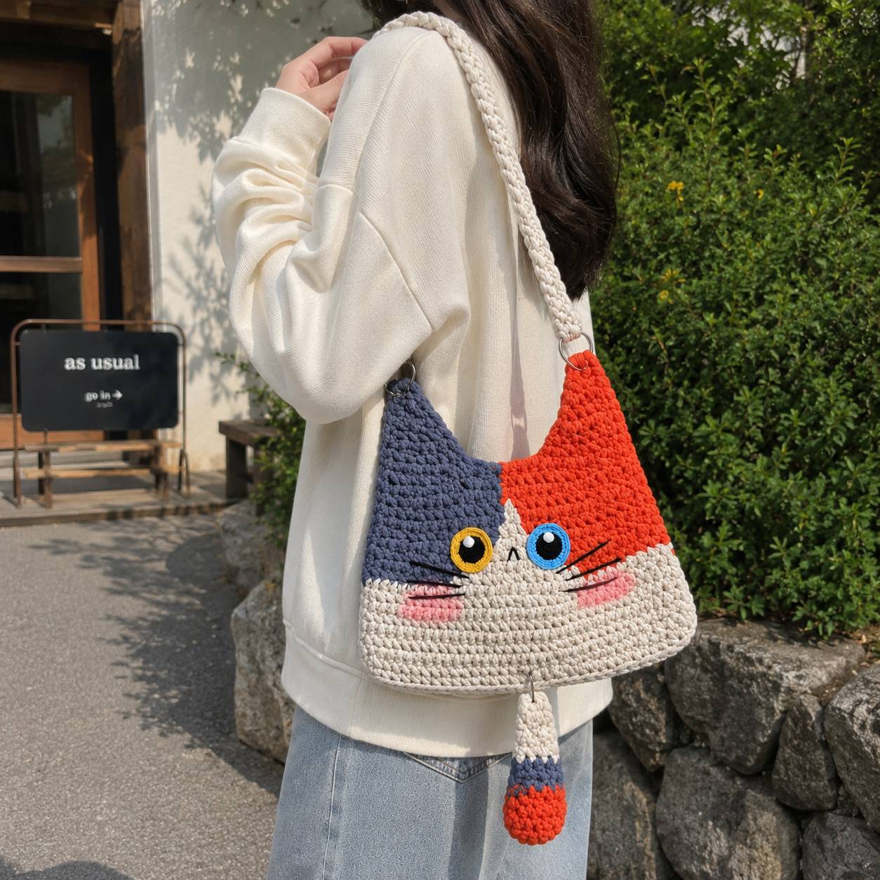 Kitty Shoulder Bag Crochet Pattern (PDF) | Cute Cat Crossbody Bag Amigurumi Purse