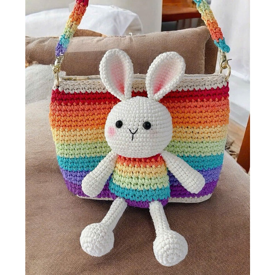 Rainbow Bunny Crochet Bag for Girls – Handmade Cute Shoulder Purse