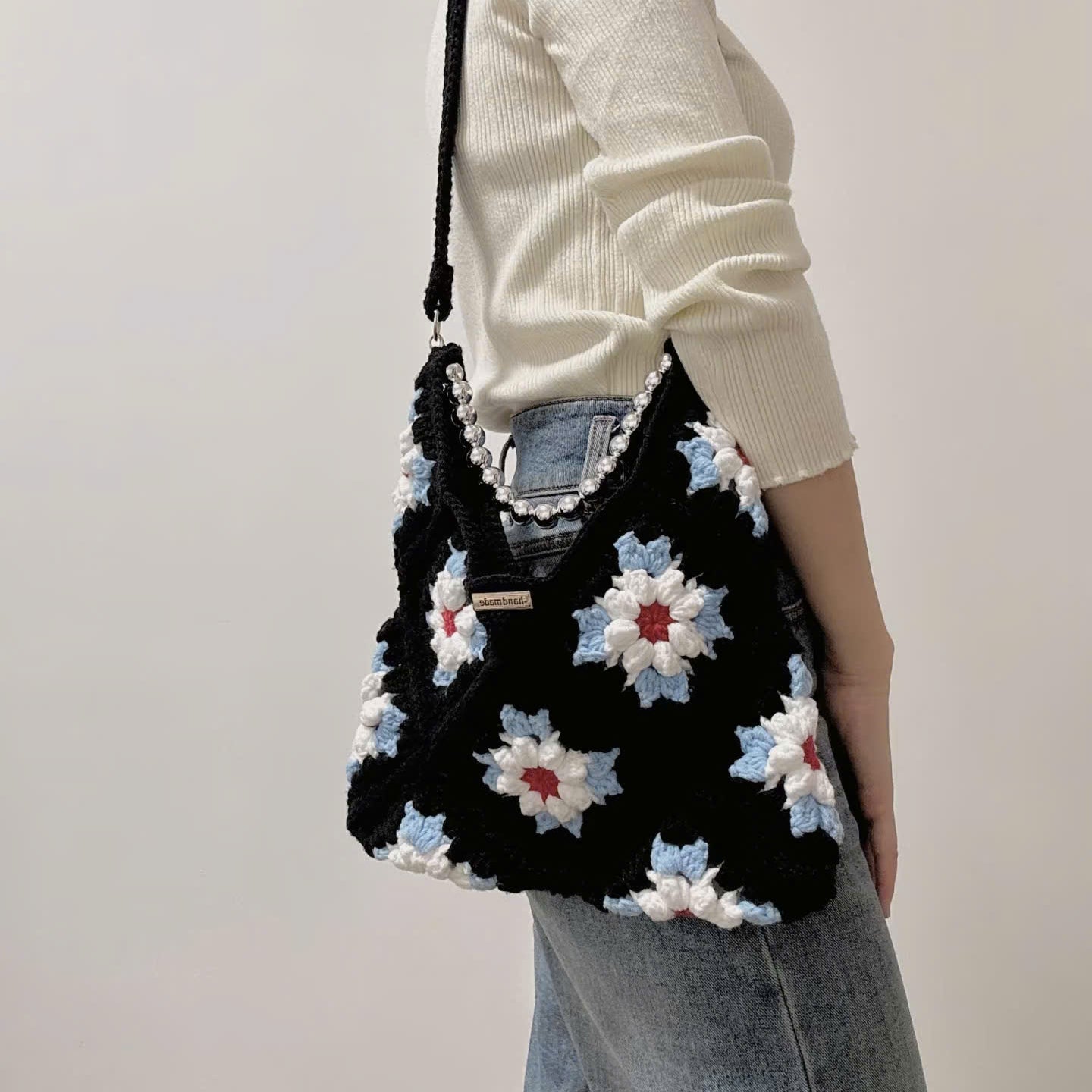 Crochet Sunflower Tote Bag – Large Handmade Shoulder Bag | Boho Flower Purse