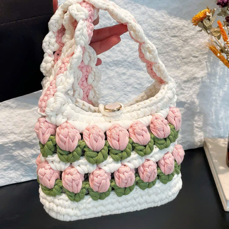 Handmade Crochet Flower Mini Bag – Chunky Yarn Boho Purse