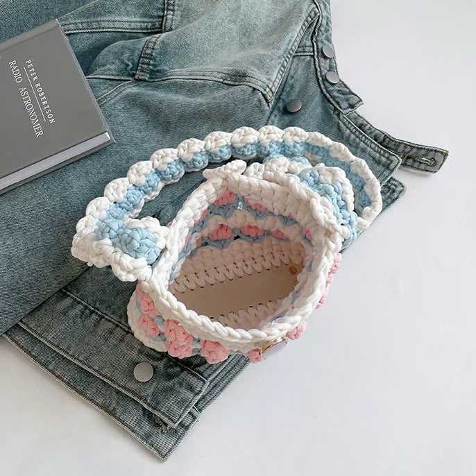 Handmade Crochet Flower Mini Bag – Chunky Yarn Boho Purse