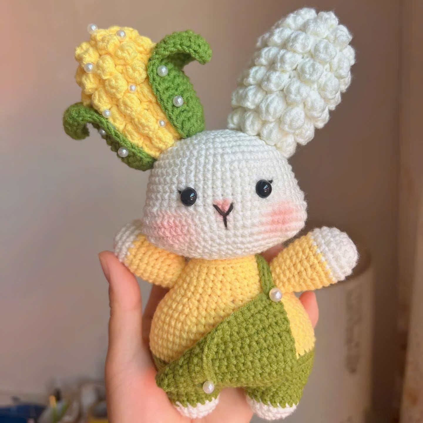 Popcorn Bunny Crochet Pattern (PDF) | Cute Textured Amigurumi Bunny Doll