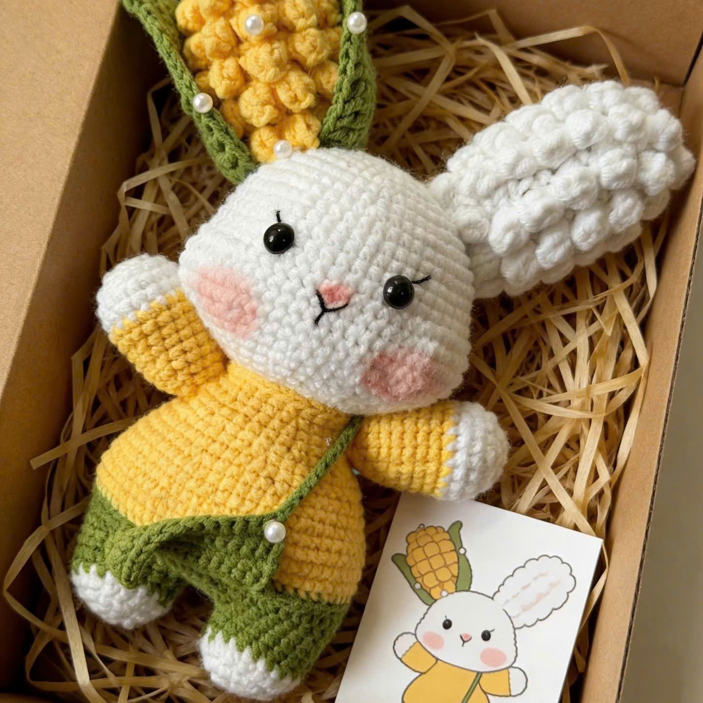 Popcorn Bunny Crochet Pattern (PDF) | Cute Textured Amigurumi Bunny Doll
