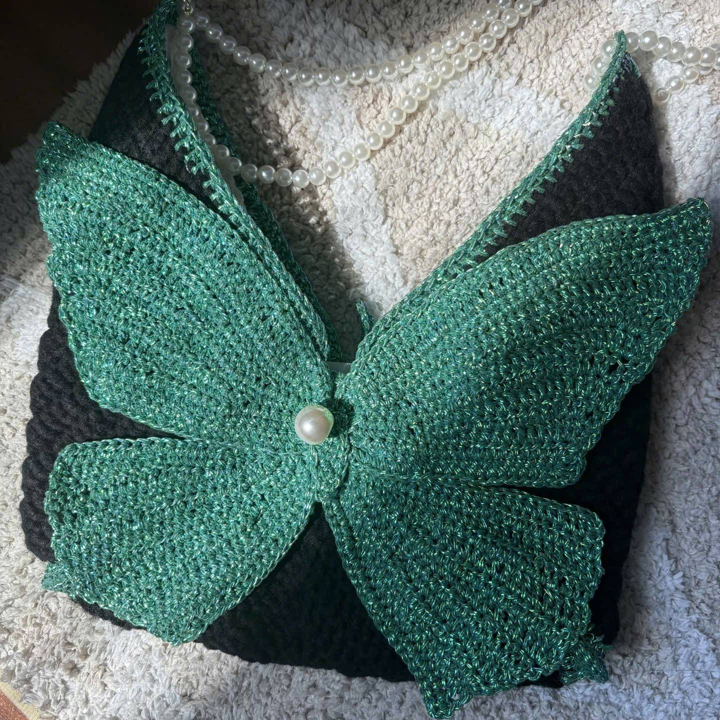 Butterfly Shoulder Bag Crochet Pattern (PDF) | Elegant 3D Butterfly Purse with Pearl Details