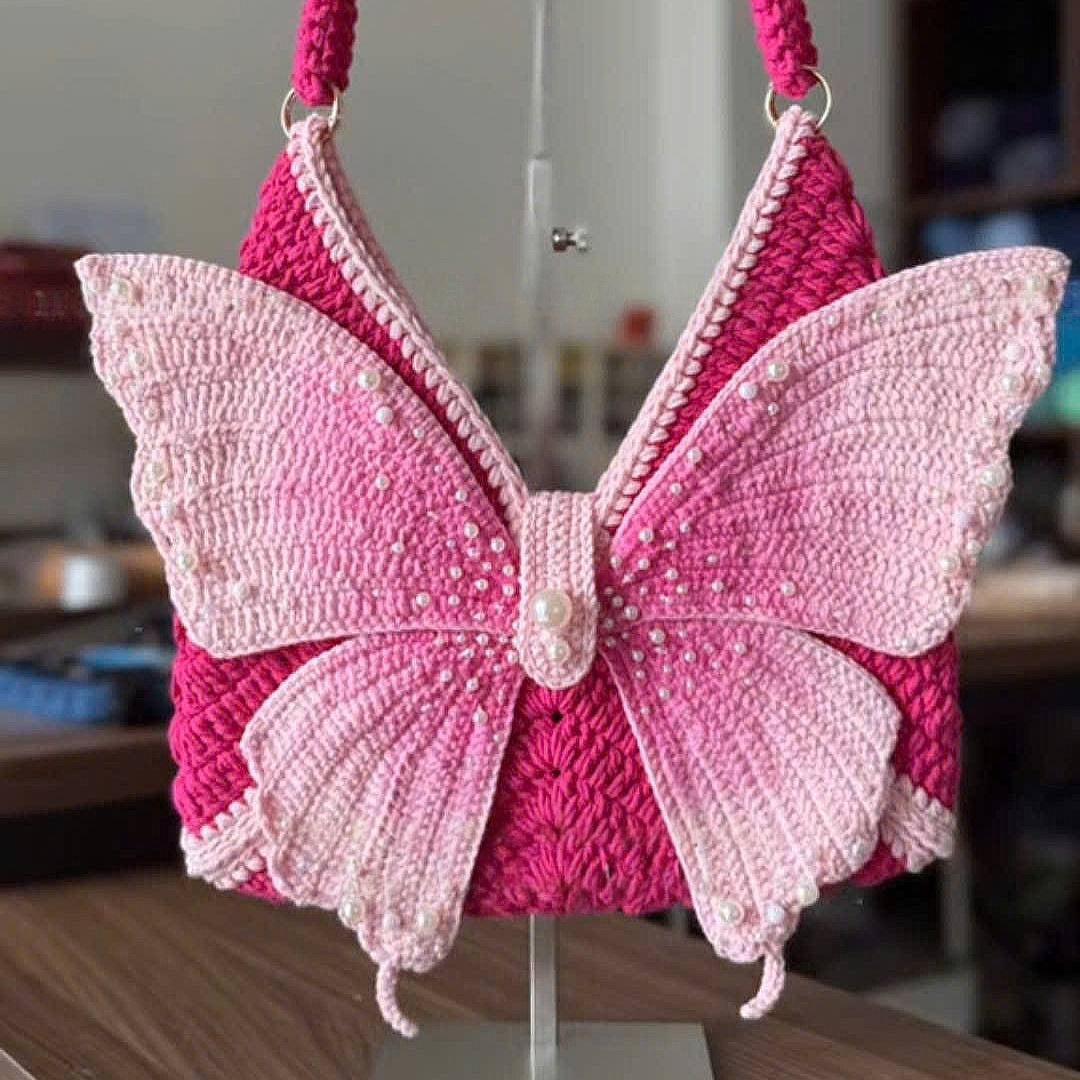 Butterfly Shoulder Bag Crochet Pattern (PDF) | Elegant 3D Butterfly Purse with Pearl Details