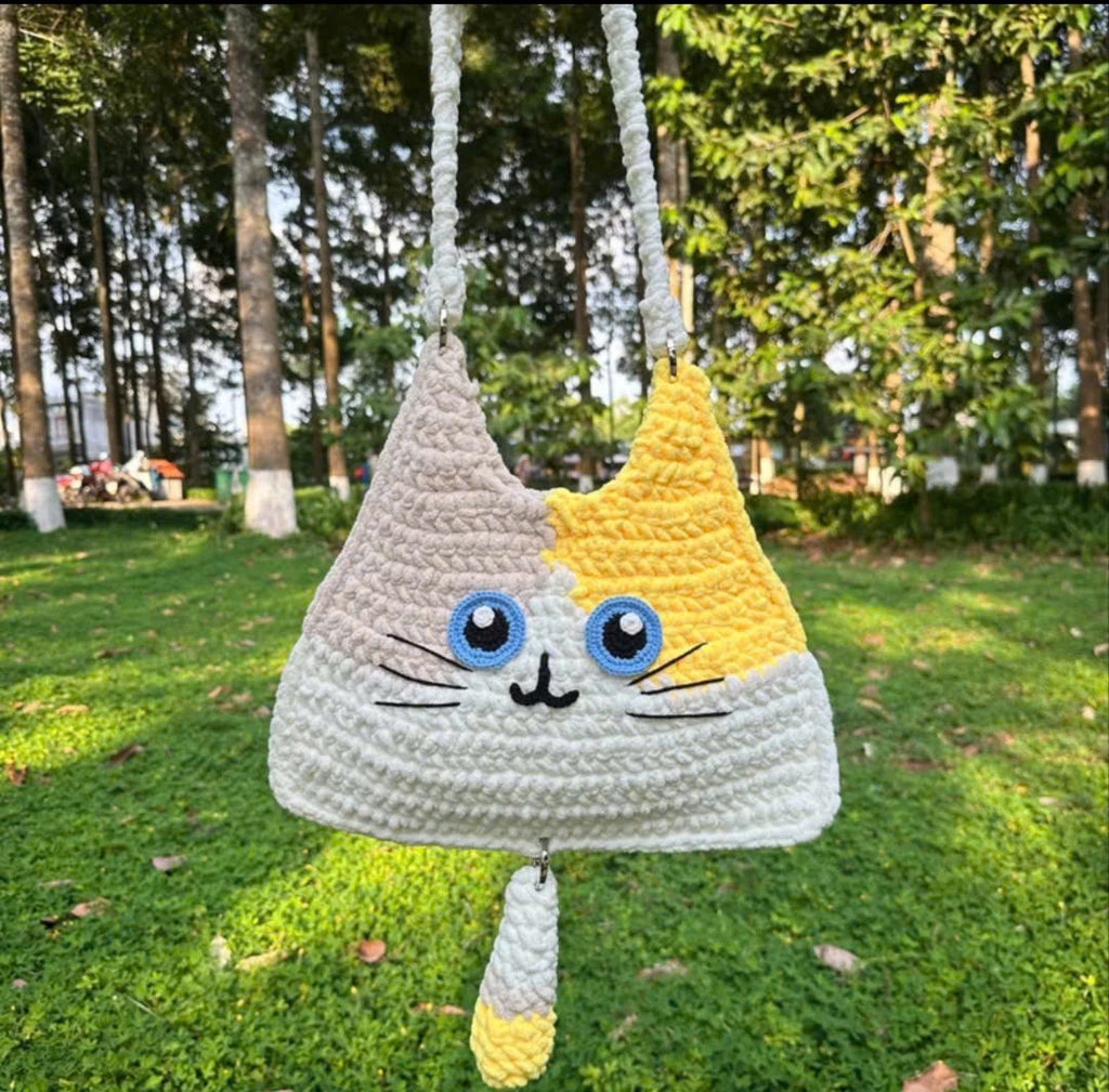 Kitty Shoulder Bag Crochet Pattern (PDF) | Cute Cat Crossbody Bag Amigurumi Purse