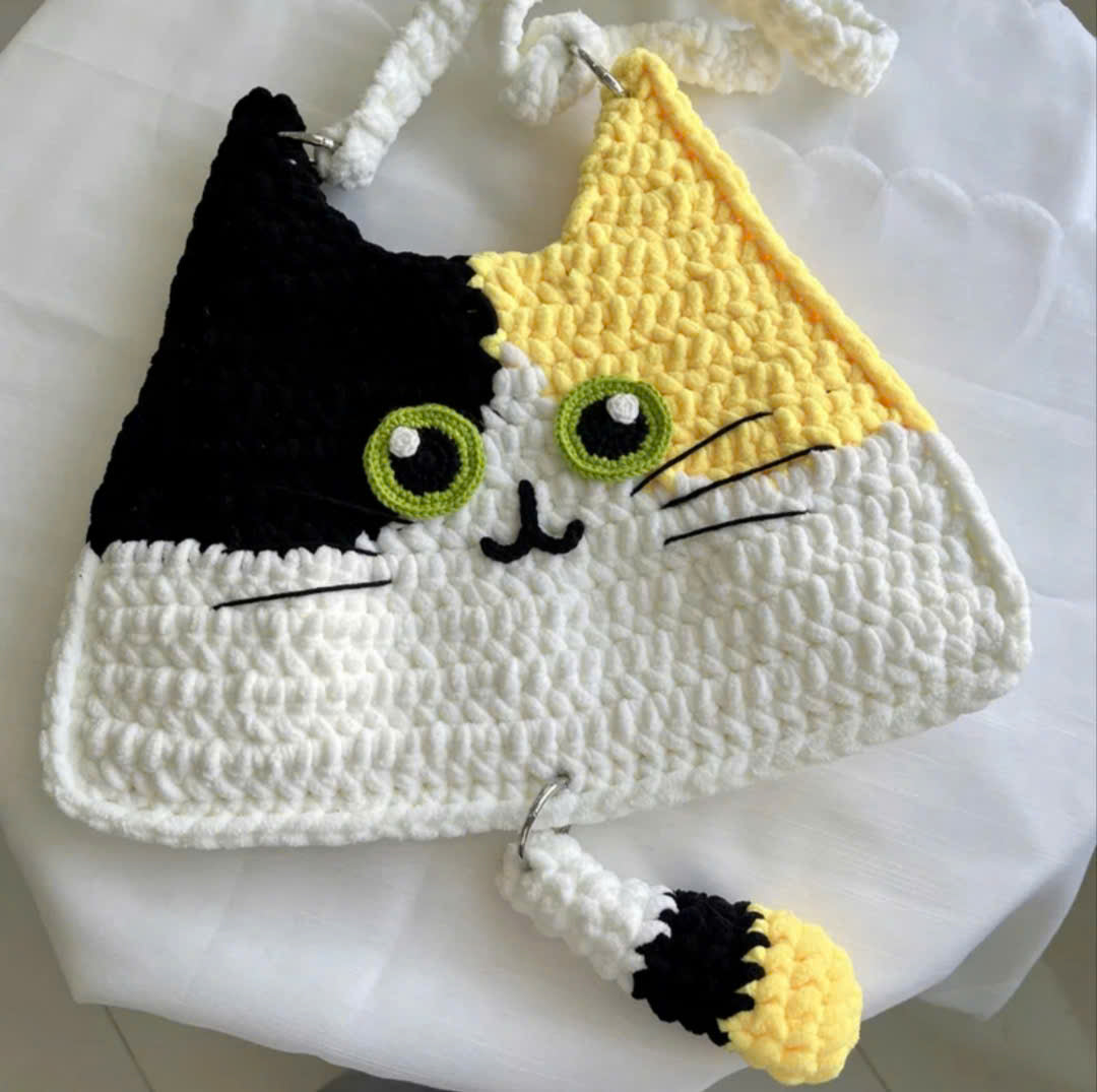 Kitty Shoulder Bag Crochet Pattern (PDF) | Cute Cat Crossbody Bag Amigurumi Purse